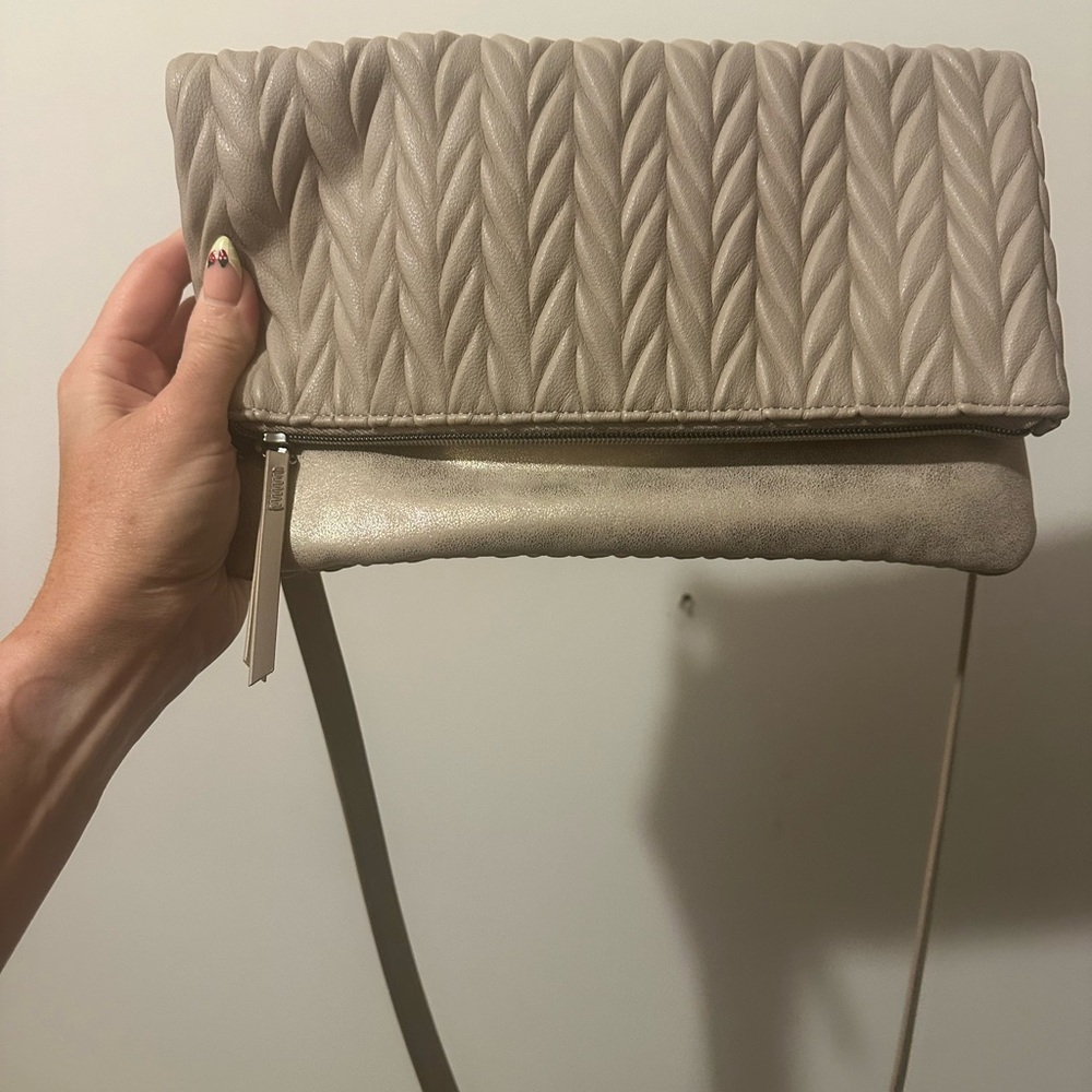 Stella & Dot Tan Quilted Shoulder Bag